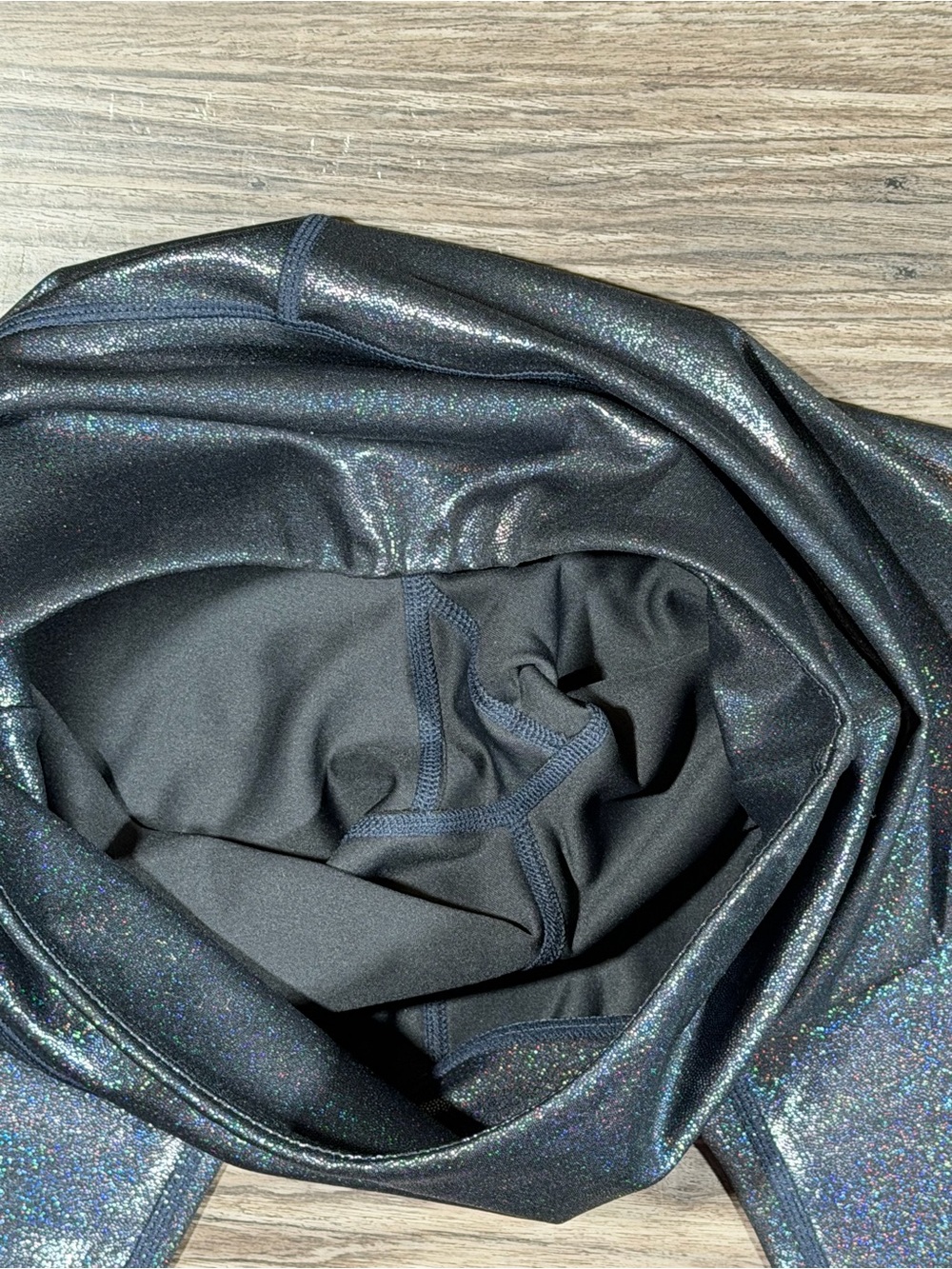 LOVE HER Black Pearl Metallic Shimmer Holographic 7/8 High Waist Legging M - Picture 10 of 12